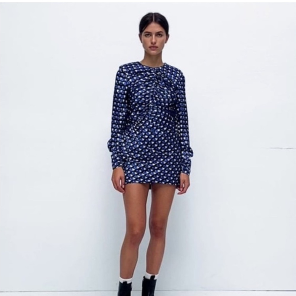 Zara Dark Blue Long Sleeve Dress